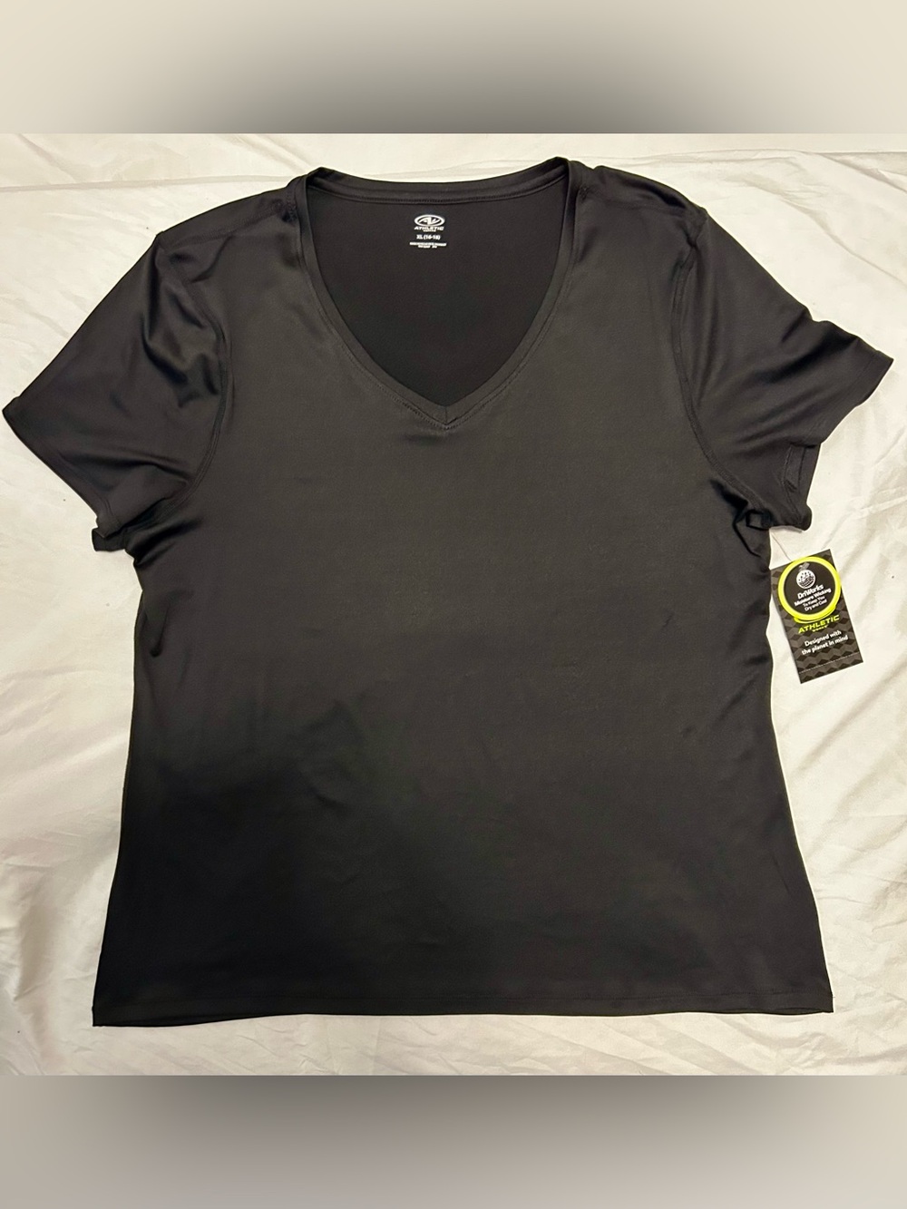 Athletic Works Black V-Neck Short Sleeve Performance Tee